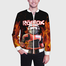 Бомбер мужской ROBLOX FIRE РОБЛОКС ОГОНЬ ПОЖАРНЫЙ, цвет: 3D-белый — фото 2