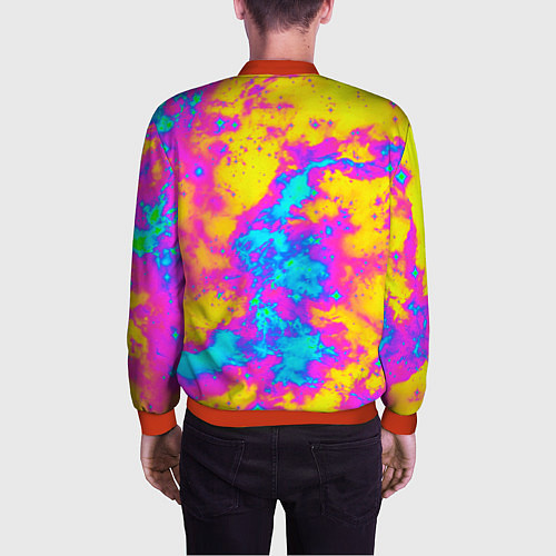 Мужской бомбер Яркая абстракция космических красок / 3D-Красный – фото 4