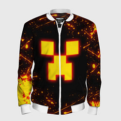 Бомбер мужской ОГНЕННЫЙ КРИПЕР, МАЙНКРАФТ, цвет: 3D-белый