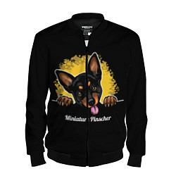 Бомбер мужской Пинчер Miniature Pinscher, цвет: 3D-черный