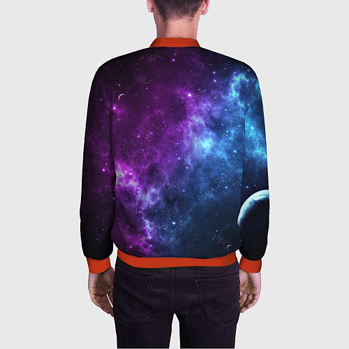 Мужской бомбер NEON GALAXY НЕОНОВЫЙ КОСМОС / 3D-Красный – фото 4