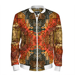 Бомбер мужской Коллекция Фрактальная мозаика Оранжевый, цвет: 3D-белый