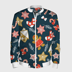 Бомбер мужской Merry Christmas!!!, цвет: 3D-белый