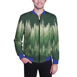 Бомбер мужской Елки-палки, хвойный лес, цвет: 3D-синий — фото 2