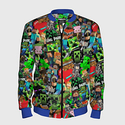 Бомбер мужской МАЙНКРАФТ ВСЕ ГЕРОИ И ПРЕДМЕТЫ, цвет: 3D-синий