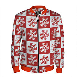 Бомбер мужской Шахматные Снежинки, цвет: 3D-красный