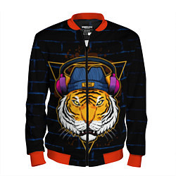 Бомбер мужской Тигр в наушниках SWAG, цвет: 3D-красный