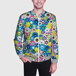 Бомбер мужской Takashi Murakami Улыбающиеся цветы, цвет: 3D-меланж — фото 2