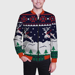 Бомбер мужской СВИТЕР С ОЛЕНЯМИ DEER SWEATER, цвет: 3D-красный — фото 2
