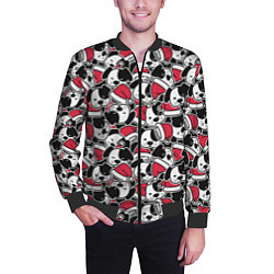 Бомбер мужской Щенки и красные колпаки, цвет: 3D-черный — фото 2