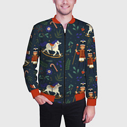 Бомбер мужской Щелкунчик паттерн с лошадкой, цвет: 3D-красный — фото 2