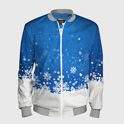 Бомбер мужской Снежинки - С Новым Годом, цвет: 3D-меланж