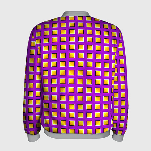 Мужской бомбер Фиолетовый Фон с Желтыми Квадратами Иллюзия Движен / 3D-Меланж – фото 2