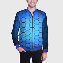 Бомбер мужской Неоновые 3D ПЛИТЫ, цвет: 3D-синий — фото 2