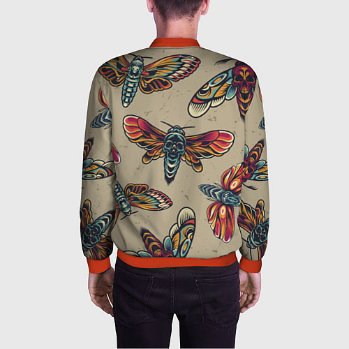 Мужской бомбер Мотыльки-черепа / 3D-Красный – фото 4
