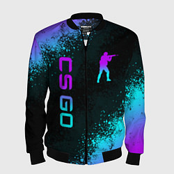 Бомбер мужской CS GO NEON SYMBOL STYLE SKIN КС ГО НЕОН, цвет: 3D-черный