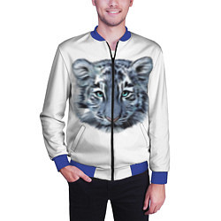 Бомбер мужской Взгляд белого тигра, цвет: 3D-синий — фото 2
