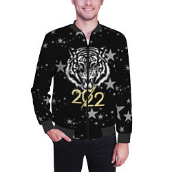 Бомбер мужской Символ года тигр 2022 Ура-Ура!, цвет: 3D-черный — фото 2