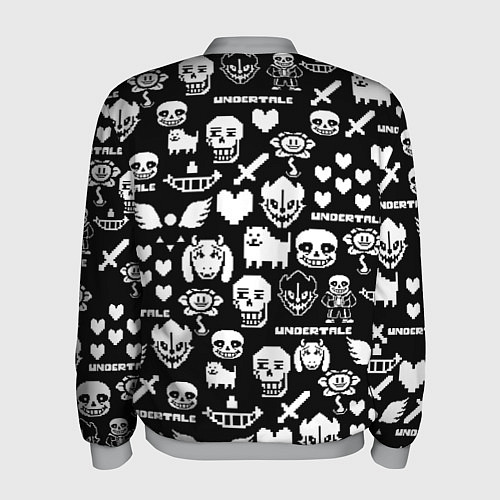 Мужской бомбер UNDERTALE PATTERN БЕЛЫЙ / 3D-Меланж – фото 2
