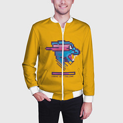 Бомбер мужской Mr Beast Pixel Art, цвет: 3D-белый — фото 2