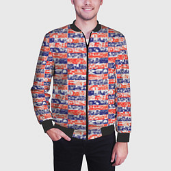 Бомбер мужской СССР хроника паттерн, цвет: 3D-черный — фото 2