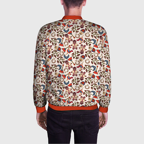Мужской бомбер Россия паттерн светлый / 3D-Красный – фото 4