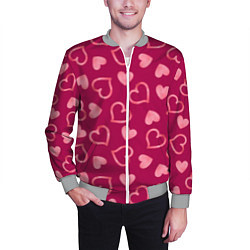 Бомбер мужской Паттерн сердечки, цвет: 3D-меланж — фото 2
