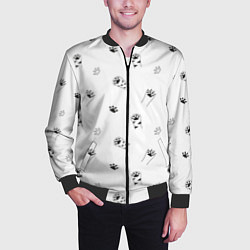 Бомбер мужской Паттерн - кошачьи лапки 3D, цвет: 3D-черный — фото 2