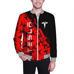 Бомбер мужской Tesla red pattern, цвет: 3D-меланж — фото 2