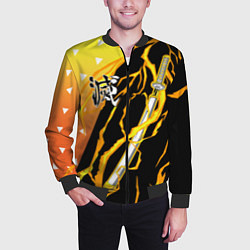 Бомбер мужской Kisatsutai - Zenitsu Agatsuma, цвет: 3D-черный — фото 2