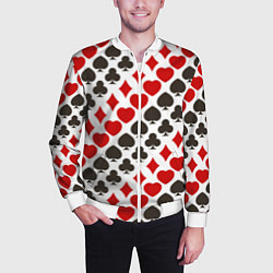 Бомбер мужской Карточные Масти Card Suits, цвет: 3D-белый — фото 2