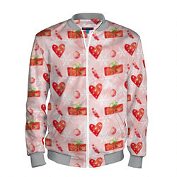 Бомбер мужской Подарки и сердечки, цвет: 3D-меланж