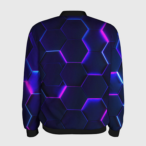 Мужской бомбер Соты - неон / 3D-Черный – фото 2