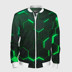Бомбер мужской Неоновые соты - Green, цвет: 3D-белый