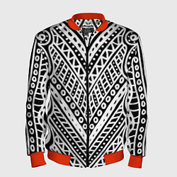 Бомбер мужской Абстракция черно-белая Волны, полосы, вензеля Моно, цвет: 3D-красный