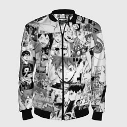 Бомбер мужской Волейбол!! pattern, цвет: 3D-черный