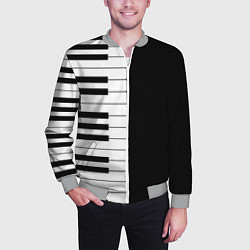 Бомбер мужской Черно-Белое Пианино Piano, цвет: 3D-меланж — фото 2