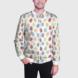 Бомбер мужской Пасхальные яйца Паттерн на белом фоне, цвет: 3D-белый — фото 2