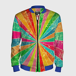 Бомбер мужской Геометрический паттерн Retro, цвет: 3D-синий