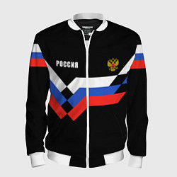 Бомбер мужской РОССИЯ ТРИКОЛОР ЛИНИИ, цвет: 3D-белый