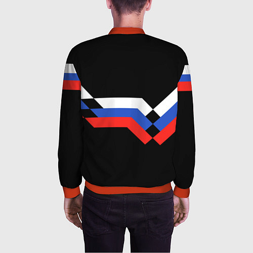 Мужской бомбер РОССИЯ ТРИКОЛОР ЛИНИИ / 3D-Красный – фото 4