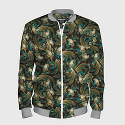Бомбер мужской Абстрактные зеленые листья, цвет: 3D-меланж