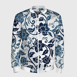 Мужской бомбер Гжелевые цветы