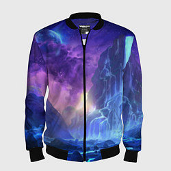 Бомбер мужской Фантастический пейзаж Водопад Неон, цвет: 3D-черный