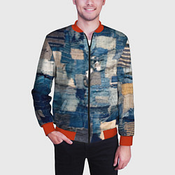 Бомбер мужской Patchwork Jeans Осень Зима 2023, цвет: 3D-красный — фото 2