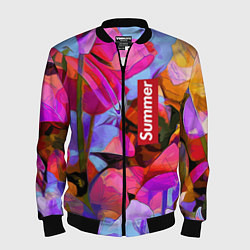 Бомбер мужской Красочный летний цветочный паттерн Summer color pa, цвет: 3D-черный