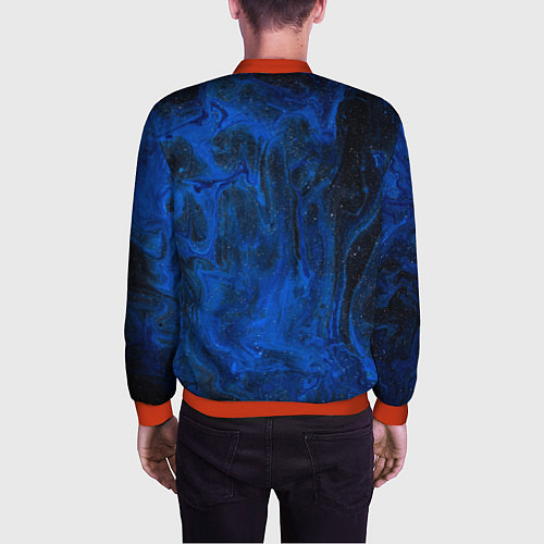 Мужской бомбер Синий абстрактный дым / 3D-Красный – фото 4