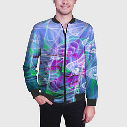 Бомбер мужской Абстрактный фрактальный летний паттерн Abstract fr, цвет: 3D-черный — фото 2