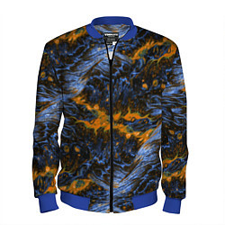 Бомбер мужской Оранжево-Синяя Вулканическая Лава, цвет: 3D-синий