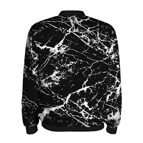 Мужской бомбер Текстура чёрного мрамора Texture of black marble / 3D-Черный – фото 2